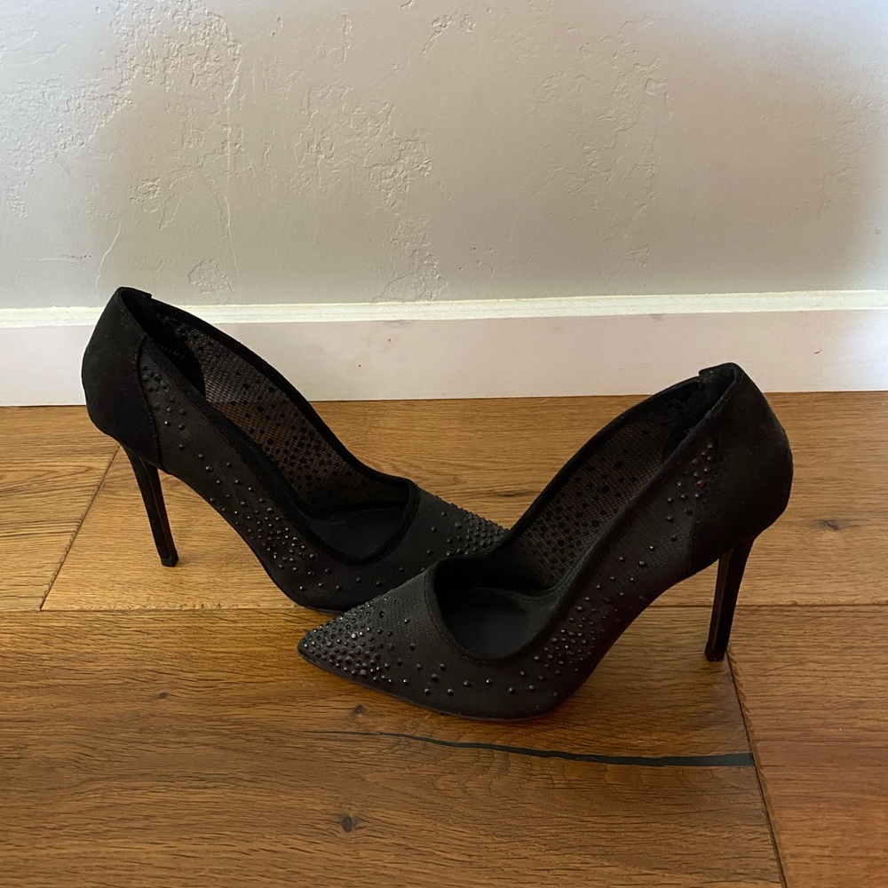 Black rhinestone heels